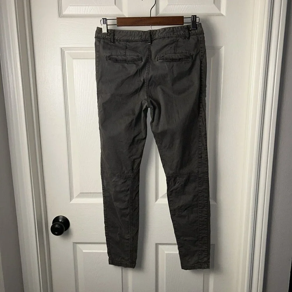 Anthropologie Pilcro Gray Zipper Velvet Moto Straight Leg Ankle Jeans Size 4